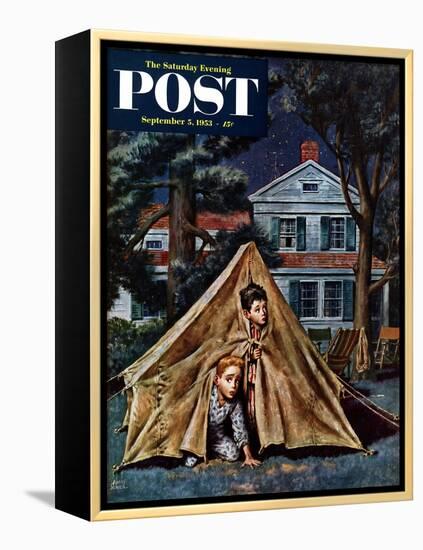 "Backyard Campers" Saturday Evening Post Cover, September 5, 1953-Amos Sewell-Framed Premier Image Canvas