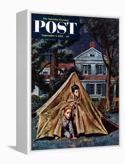 "Backyard Campers" Saturday Evening Post Cover, September 5, 1953-Amos Sewell-Framed Premier Image Canvas