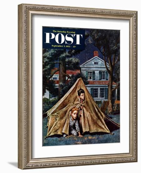 "Backyard Campers" Saturday Evening Post Cover, September 5, 1953-Amos Sewell-Framed Giclee Print