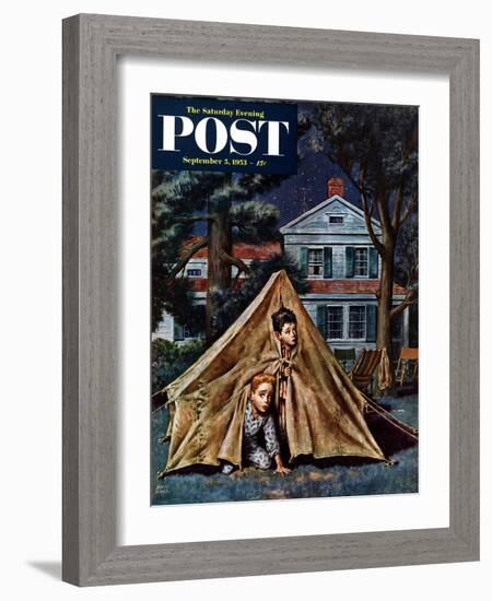 "Backyard Campers" Saturday Evening Post Cover, September 5, 1953-Amos Sewell-Framed Giclee Print