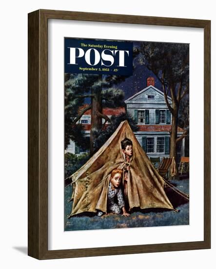 "Backyard Campers" Saturday Evening Post Cover, September 5, 1953-Amos Sewell-Framed Giclee Print