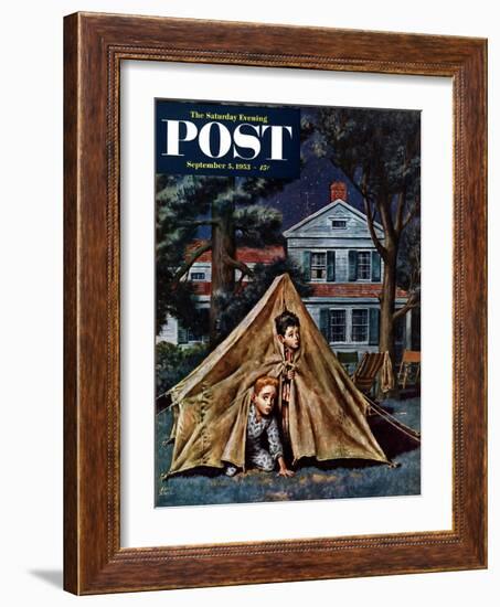 "Backyard Campers" Saturday Evening Post Cover, September 5, 1953-Amos Sewell-Framed Giclee Print