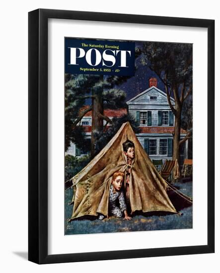 "Backyard Campers" Saturday Evening Post Cover, September 5, 1953-Amos Sewell-Framed Giclee Print