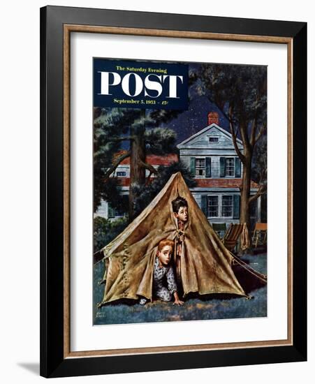 "Backyard Campers" Saturday Evening Post Cover, September 5, 1953-Amos Sewell-Framed Giclee Print