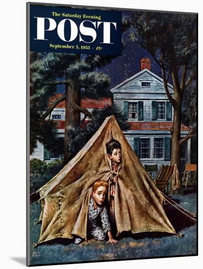 "Backyard Campers" Saturday Evening Post Cover, September 5, 1953-Amos Sewell-Mounted Giclee Print