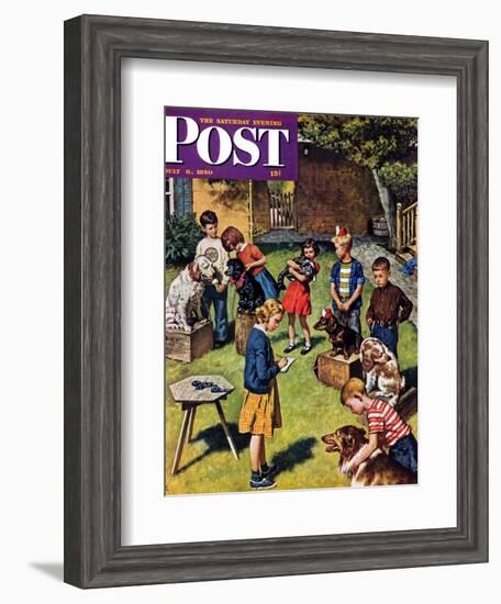 "Backyard Dog Show" Saturday Evening Post Cover, July 8, 1950-Amos Sewell-Framed Giclee Print