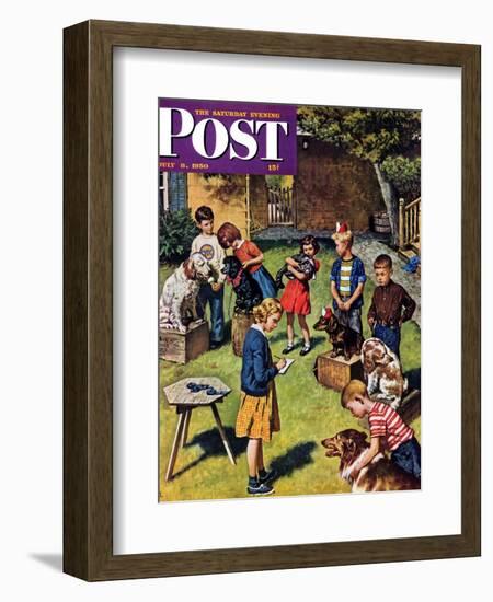 "Backyard Dog Show" Saturday Evening Post Cover, July 8, 1950-Amos Sewell-Framed Giclee Print