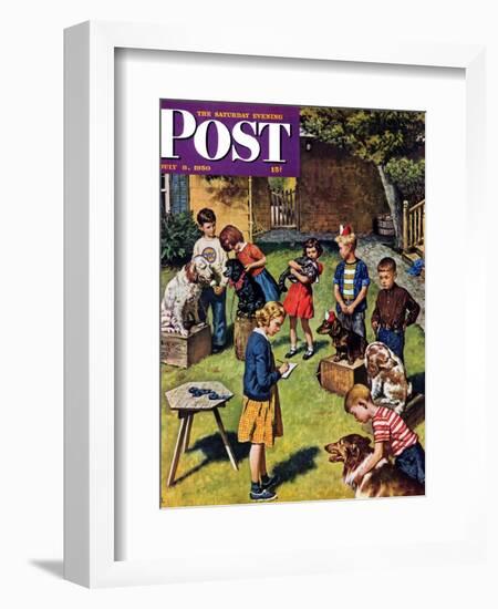 "Backyard Dog Show" Saturday Evening Post Cover, July 8, 1950-Amos Sewell-Framed Giclee Print