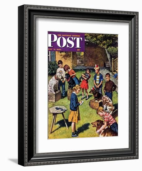 "Backyard Dog Show" Saturday Evening Post Cover, July 8, 1950-Amos Sewell-Framed Giclee Print