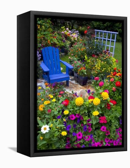 Backyard Flower Garden With Chair-Darrell Gulin-Framed Premier Image Canvas