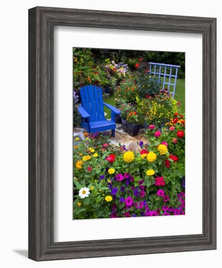 Backyard Flower Garden With Chair-Darrell Gulin-Framed Premium Photographic Print