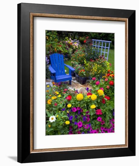 Backyard Flower Garden With Chair-Darrell Gulin-Framed Premium Photographic Print