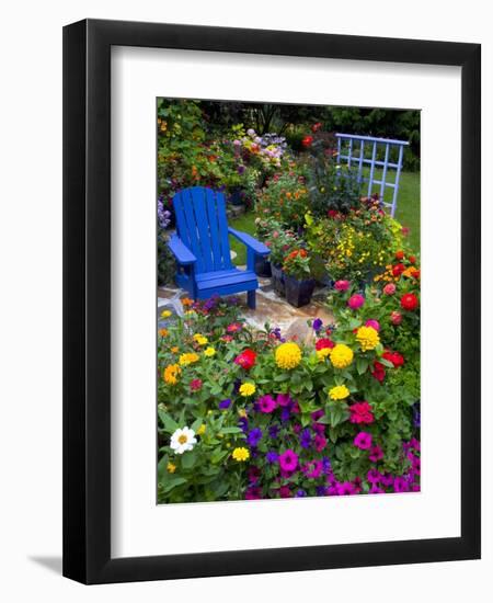 Backyard Flower Garden With Chair-Darrell Gulin-Framed Premium Photographic Print