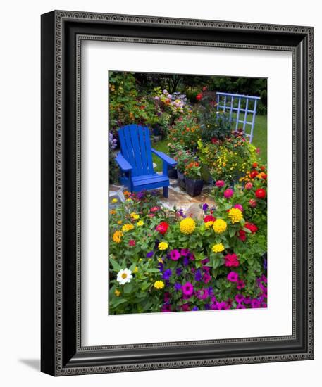 Backyard Flower Garden With Chair-Darrell Gulin-Framed Premium Photographic Print