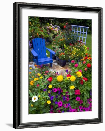 Backyard Flower Garden With Chair-Darrell Gulin-Framed Photographic Print