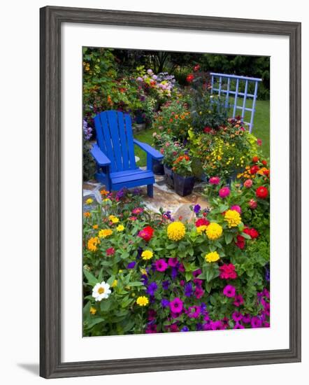 Backyard Flower Garden With Chair-Darrell Gulin-Framed Photographic Print