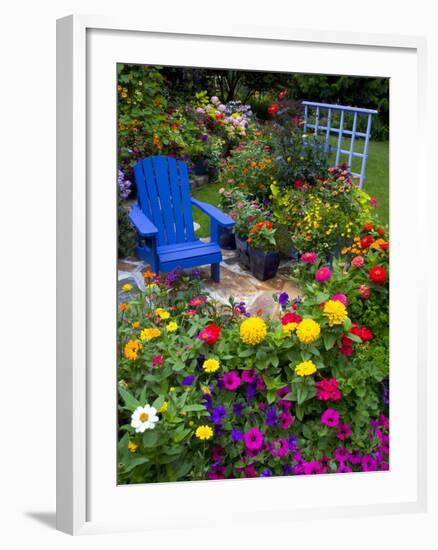 Backyard Flower Garden With Chair-Darrell Gulin-Framed Photographic Print