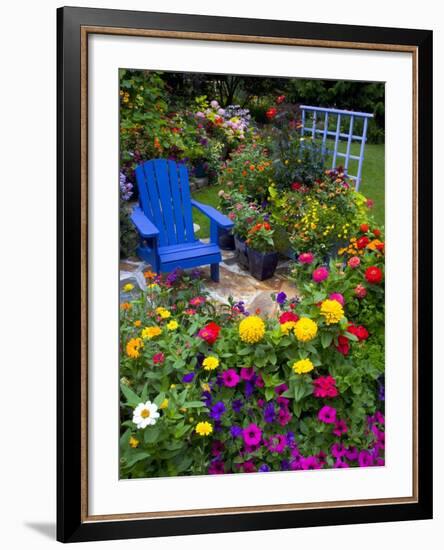 Backyard Flower Garden With Chair-Darrell Gulin-Framed Photographic Print