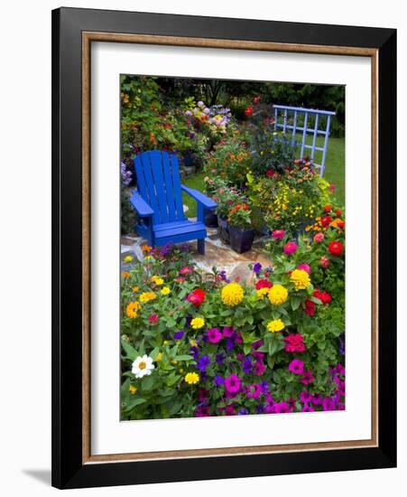 Backyard Flower Garden With Chair-Darrell Gulin-Framed Photographic Print