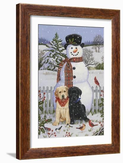 Backyard Snowman with Friends-William Vanderdasson-Framed Giclee Print