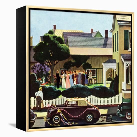 "Backyard Wedding", June 24, 1950-John Falter-Framed Premier Image Canvas