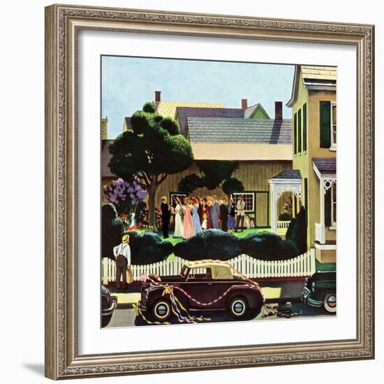 "Backyard Wedding", June 24, 1950-John Falter-Framed Giclee Print