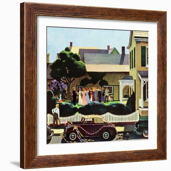 "Backyard Wedding", June 24, 1950-John Falter-Framed Giclee Print