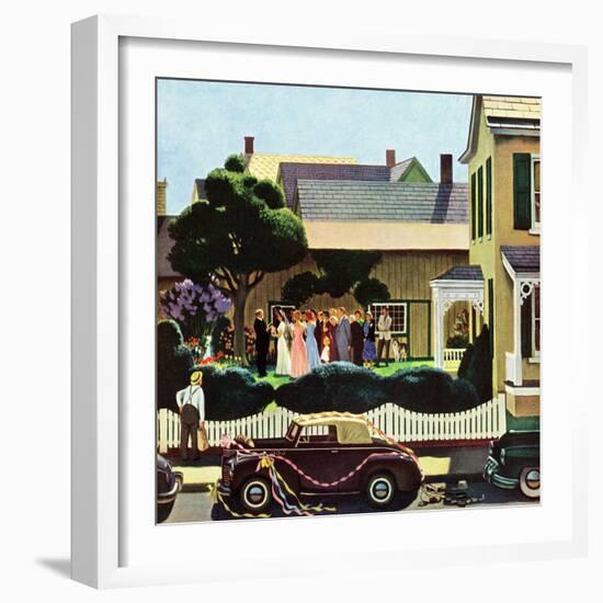 "Backyard Wedding", June 24, 1950-John Falter-Framed Giclee Print