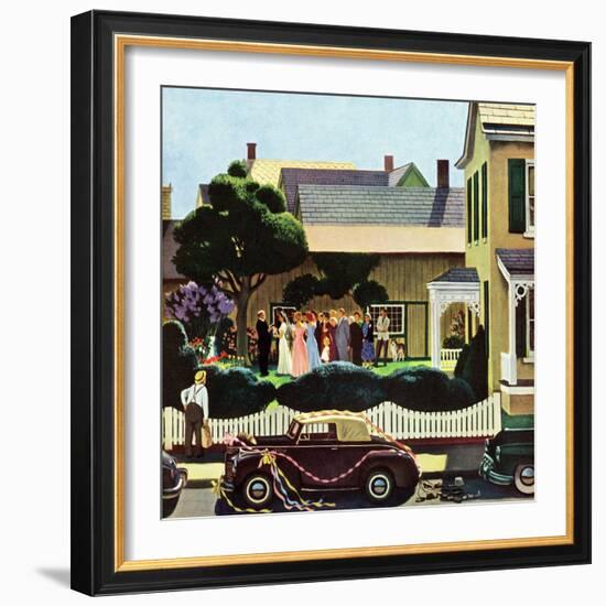 "Backyard Wedding", June 24, 1950-John Falter-Framed Giclee Print