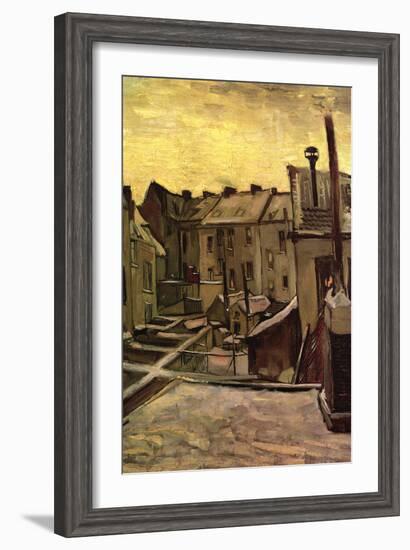 Backyards of Old Houses In Antwerp In The Snow-Vincent van Gogh-Framed Art Print