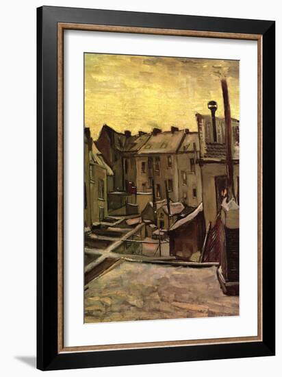 Backyards of Old Houses In Antwerp In The Snow-Vincent van Gogh-Framed Art Print