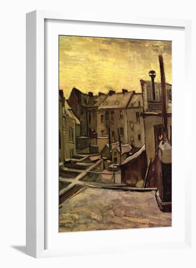 Backyards of Old Houses In Antwerp In The Snow-Vincent van Gogh-Framed Art Print