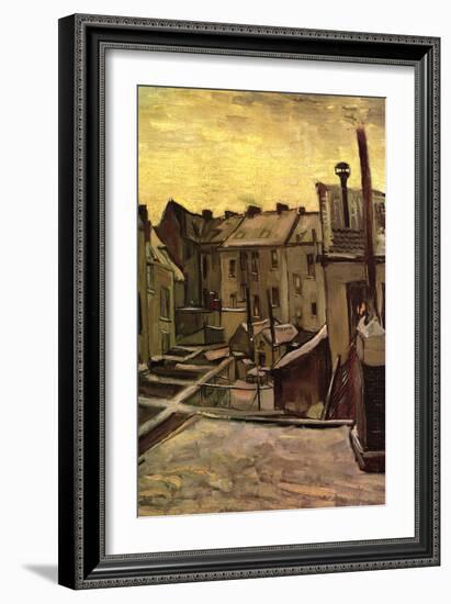 Backyards of Old Houses In Antwerp In The Snow-Vincent van Gogh-Framed Art Print
