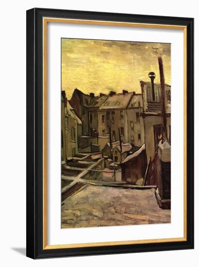 Backyards of Old Houses In Antwerp In The Snow-Vincent van Gogh-Framed Art Print