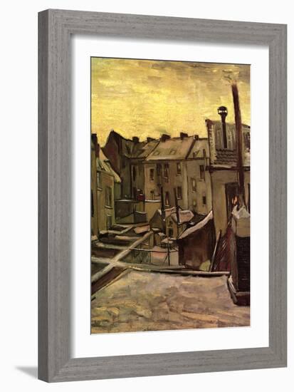 Backyards of Old Houses in Antwerp in the Snow-Vincent van Gogh-Framed Art Print