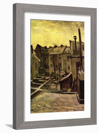 Backyards of Old Houses In Antwerp In The Snow-Vincent van Gogh-Framed Art Print