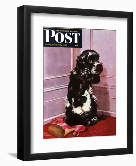 "Bad Dog, Butch," Saturday Evening Post Cover, September 20, 1947-Albert Staehle-Framed Giclee Print