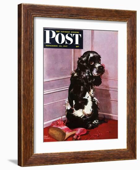 "Bad Dog, Butch," Saturday Evening Post Cover, September 20, 1947-Albert Staehle-Framed Giclee Print