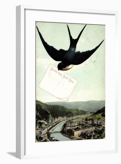Bad Ems, Blick Auf Die Stadt Am Fluss, Schwalbe-null-Framed Giclee Print