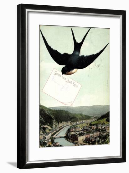 Bad Ems, Blick Auf Die Stadt Am Fluss, Schwalbe-null-Framed Giclee Print