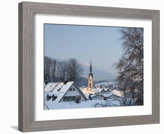 Bad Tolz Spa Town Covered By Snow at Sunrise, Bavaria, Germany-Richard Nebesky-Framed Photographic Print