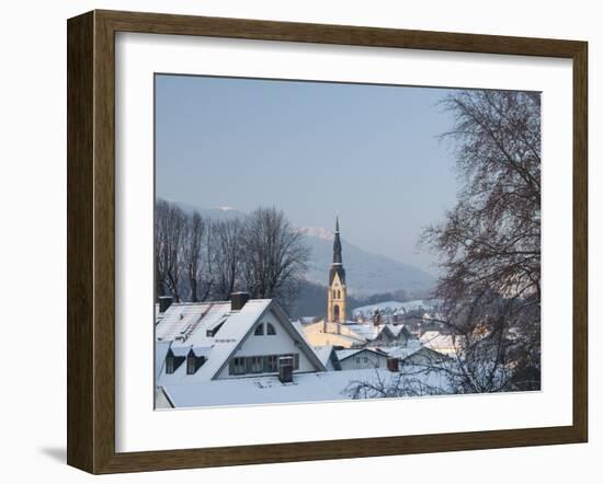 Bad Tolz Spa Town Covered By Snow at Sunrise, Bavaria, Germany-Richard Nebesky-Framed Photographic Print