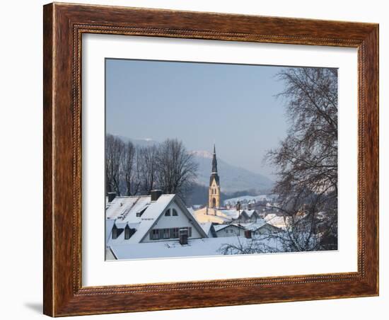 Bad Tolz Spa Town Covered By Snow at Sunrise, Bavaria, Germany-Richard Nebesky-Framed Photographic Print