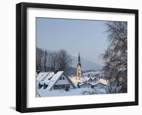 Bad Tolz Spa Town Covered By Snow at Sunrise, Bavaria, Germany-Richard Nebesky-Framed Photographic Print