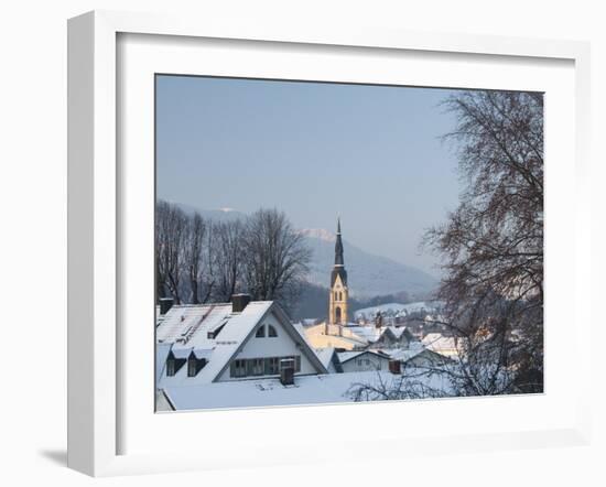 Bad Tolz Spa Town Covered By Snow at Sunrise, Bavaria, Germany-Richard Nebesky-Framed Photographic Print