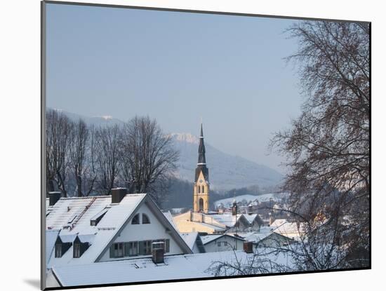 Bad Tolz Spa Town Covered By Snow at Sunrise, Bavaria, Germany-Richard Nebesky-Mounted Photographic Print