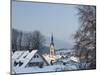 Bad Tolz Spa Town Covered By Snow at Sunrise, Bavaria, Germany-Richard Nebesky-Mounted Photographic Print