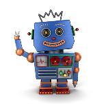 Waving Vintage Toy Robot-badboo-Framed Stretched Canvas