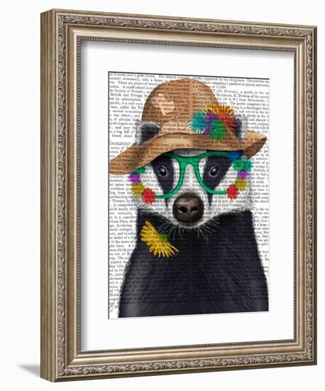 Badger and Flower Glasses-Fab Funky-Framed Art Print