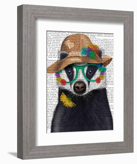 Badger and Flower Glasses-Fab Funky-Framed Art Print